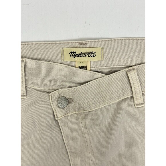 MADEWELL Denim Crossover-Waist Mini Skirt 27 Stone Cut-Off Zip Button NWT B24 - Picture 5 of 6